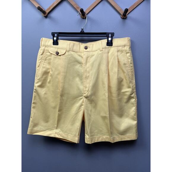 Hagger Shorts Mens 36 Yellow Pleated Golf Performance Outdoor Preppy - Picture 1 of 8